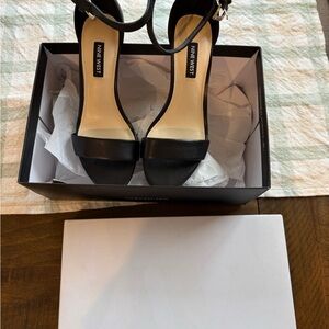 Nine West Black Open-Toe Ankle-Strap Heels
